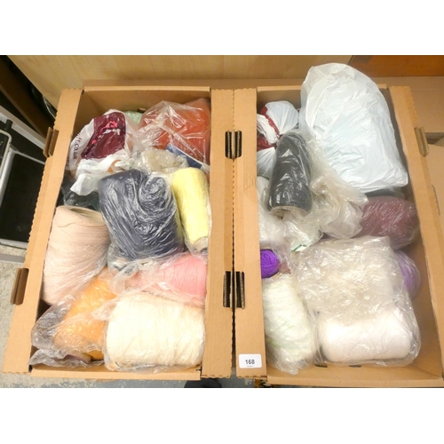 168 - Two large boxes of wool.