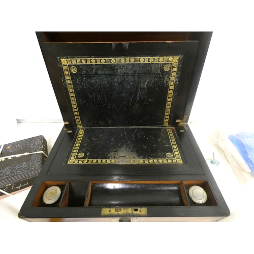 188 - 19th century burr walnut portable writting box.