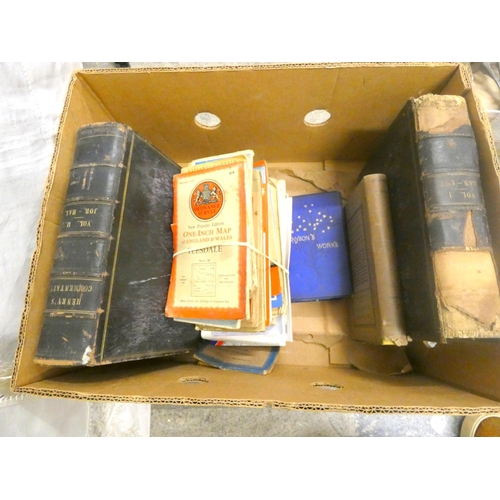 191 - Box of vintage books and folding maps.