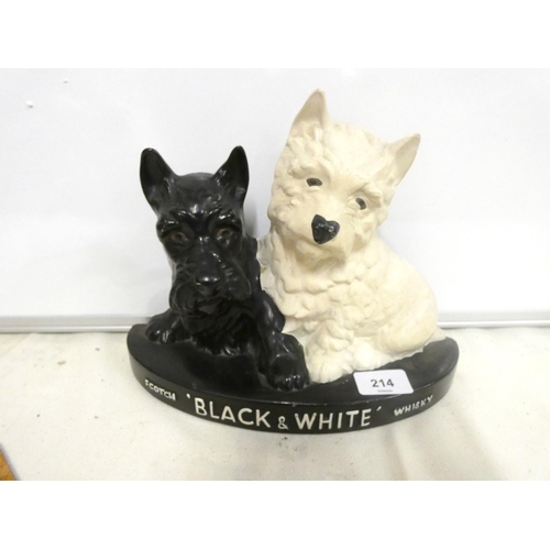 214 - Brentleigh Ware black and white whisky advertising dogs.