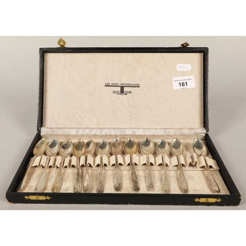 161 - Van Hout Ververgaard Eindhoven, cased set of twelve Dutch silver coffee spoons, gross weight 154g