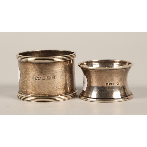 167 - Two silver napkin rings inscribed 'D.J. McL, 22.4.14' & 'T.B.', total weight: 54g