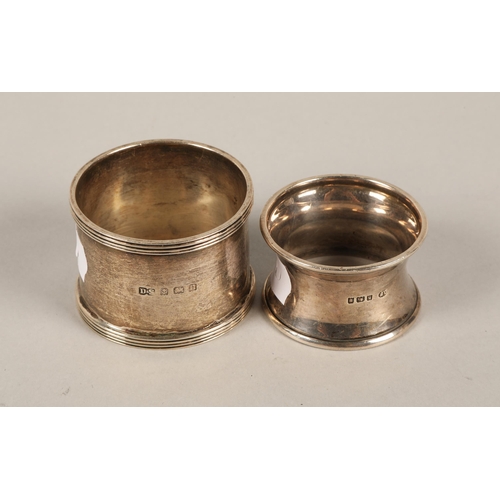 167 - Two silver napkin rings inscribed 'D.J. McL, 22.4.14' & 'T.B.', total weight: 54g