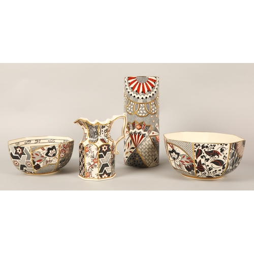 18 - Masons Ironstone Applique design four pieces to include jug, vase, and two bowls