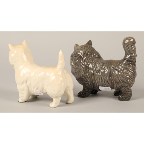 21 - Two Beswick animal ornaments, westie and a cat