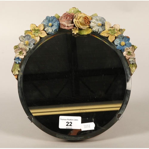 22 - Vintage barbola circular dressing mirror