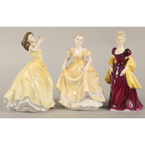 28 - Two Royal Doulton figurines to include Madeline HN4152, Loretta HN2337, and Coalport Emily