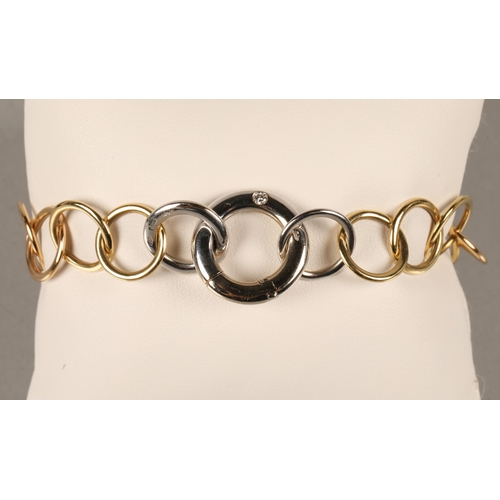 57 - Pomellato, 18k yellow and white gold chain link bracelet set with a diamond, 20.5g