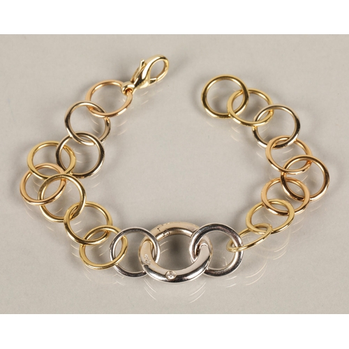 57 - Pomellato, 18k yellow and white gold chain link bracelet set with a diamond, 20.5g