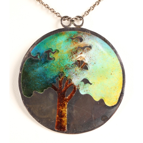 69 - Norman Grant, silver necklace with enamelled tree design, Edinburgh 1979