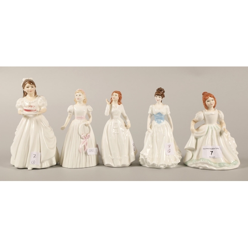 7 - Five Royal Doulton figurines to include Melody HN4117, Pretty as a Picture HN4302, Joy HN3875, ... 