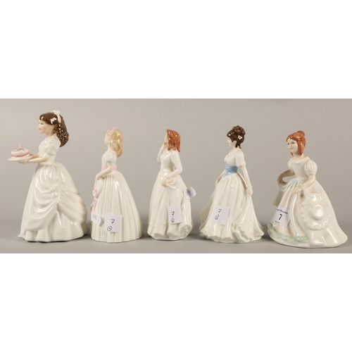 7 - Five Royal Doulton figurines to include Melody HN4117, Pretty as a Picture HN4302, Joy HN3875, ... 