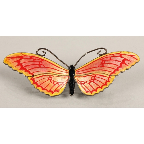 70 - White metal enamelled butterfly brooch