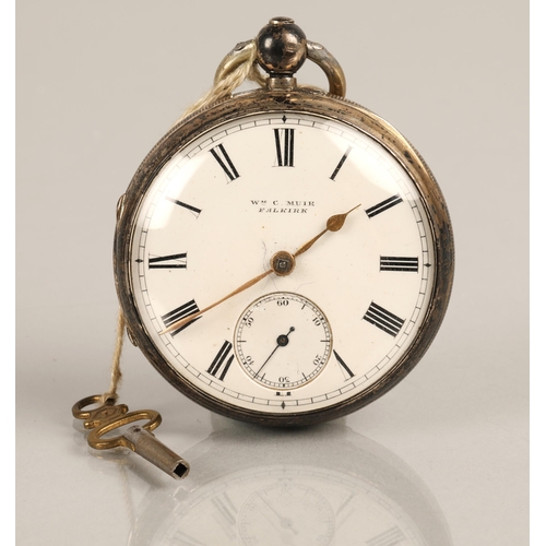 77 - Wm C Muir Falkirk silver pocket watch, Birmingham 1891