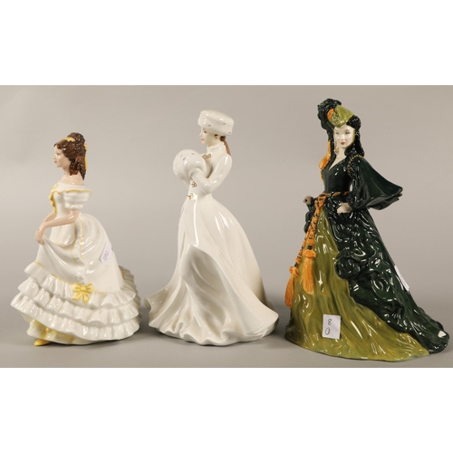 8 - Three Royal Doulton figurines to include A Winter's Morn HN4622, Angela HN3690, and Gone with t... 