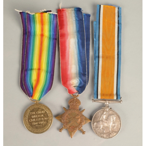 95 - Three British WWI medals awarded to S-13661 PTE R MC WHIRTER CAMERONS including the 1914-1915 star, ... 