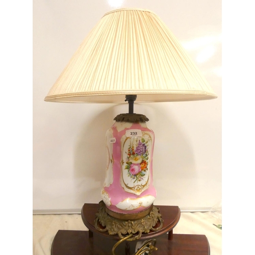 232 - Antique Continental style porcelain table lamp.