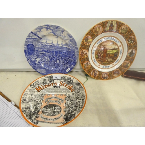 241 - Three commemorative plates including Miners Strike, Domesday Book etc.