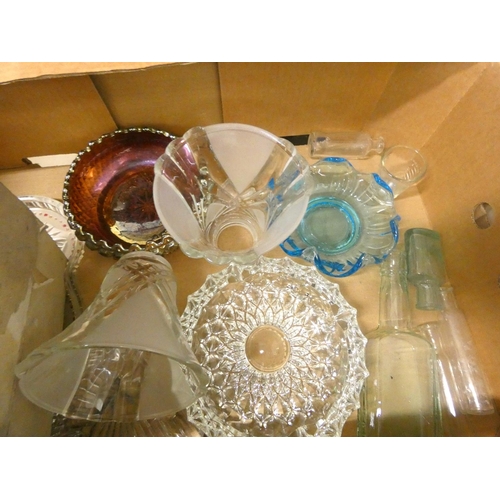 247 - Large box of vintage glassware including box of whisky tumblers.