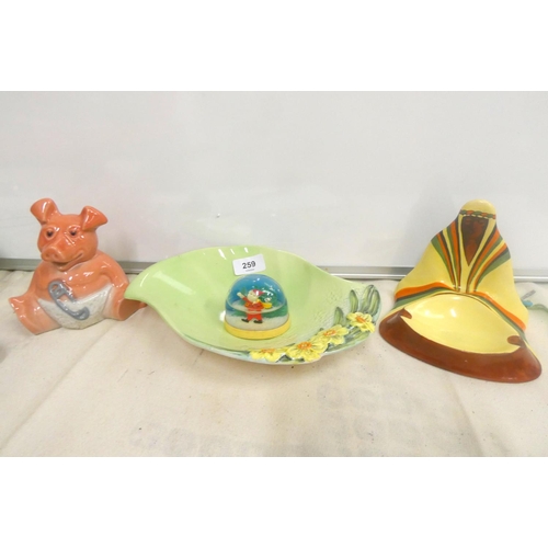 259 - Beswick dish, Nat West pig and Art Deco ash tray 