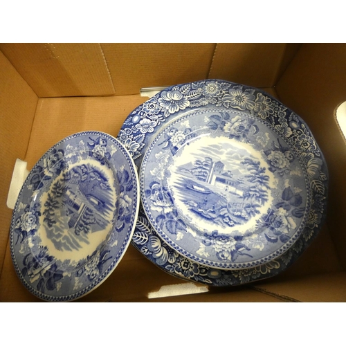 264 - Collection of blue and white plates and a vintage tea set.