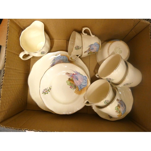 264 - Collection of blue and white plates and a vintage tea set.