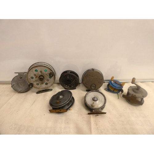 271 - Box of various fly fishing reels including Kraka by Harrington, The Gemina,  J S Walker etc