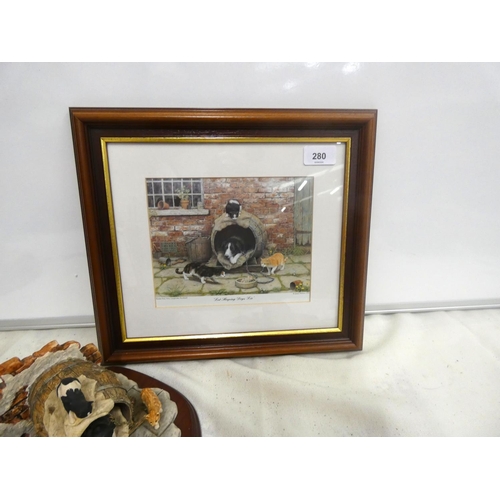 280 - Border Fine Arts figure group 'Let Sleeping Dogs Lie' with picture.