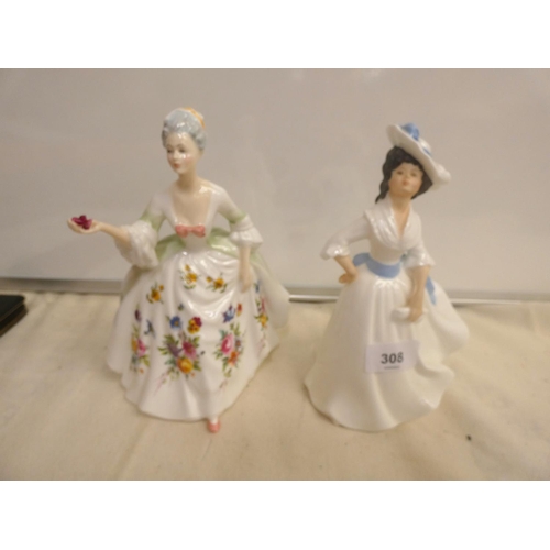 308 - Two Royal Doulton figures, Diana HN2468 and Margaret HN2397.