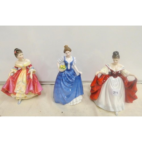 311 - Three Royal Doulton figure to include Southern Belle HN2299, Helen HN3601 and Sara HN2265.