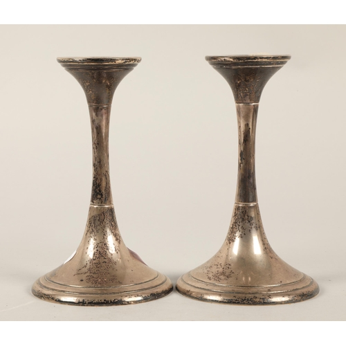 172 - Pair silver candlesticks, each 15cm h, Edinburgh 1998,  280g