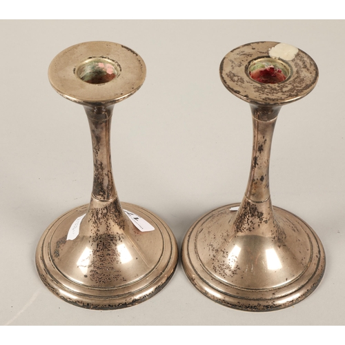 172 - Pair silver candlesticks, each 15cm h, Edinburgh 1998,  280g