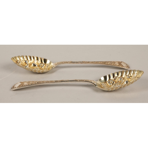 174 - Cased pair of silver plated serving spoons, Rankin of Kilmarnock