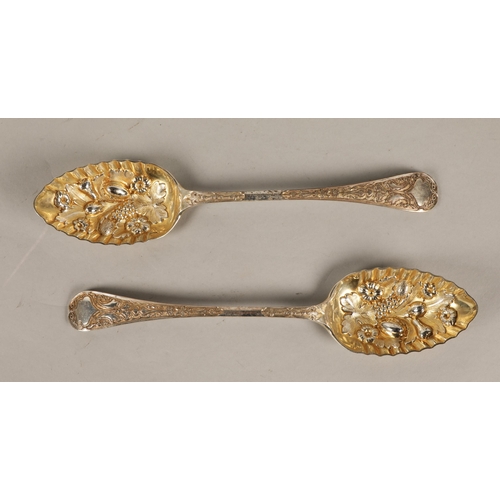 174 - Cased pair of silver plated serving spoons, Rankin of Kilmarnock