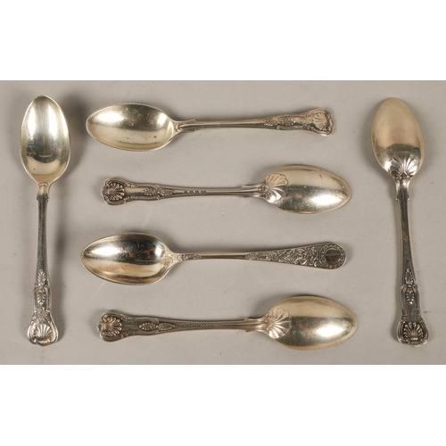 176 - Set of five silver teaspoons, Birmingham 1925, and another illegibly marked, 164g