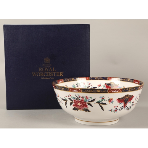 39 - Royal Worcester, large bowl in the Prince Regent pattern, boxed, 25.5cm d