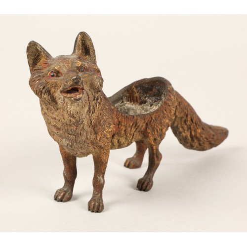 185 - Cold painted bronze fox, pen nib wipe with bristles removed