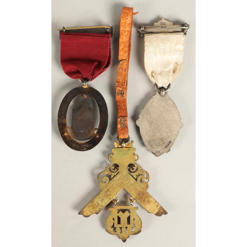 102 - Three masonic jewels, hallmarked silver, two enamelled, to include Royal Masonic Benevolent Institut... 