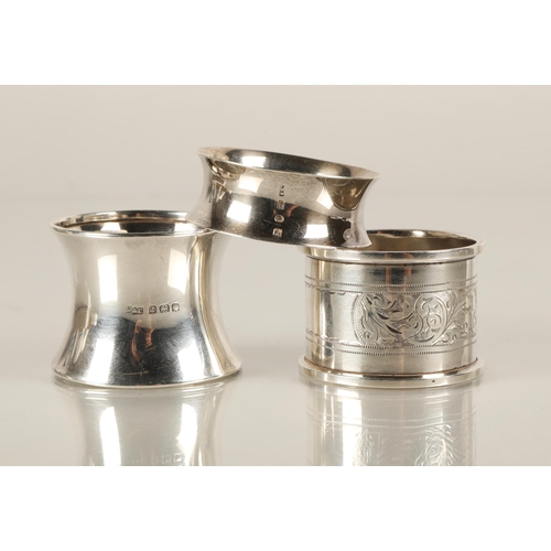 109 - Three hallmarked silver napkin rings, 48g