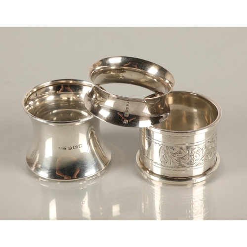 109 - Three hallmarked silver napkin rings, 48g