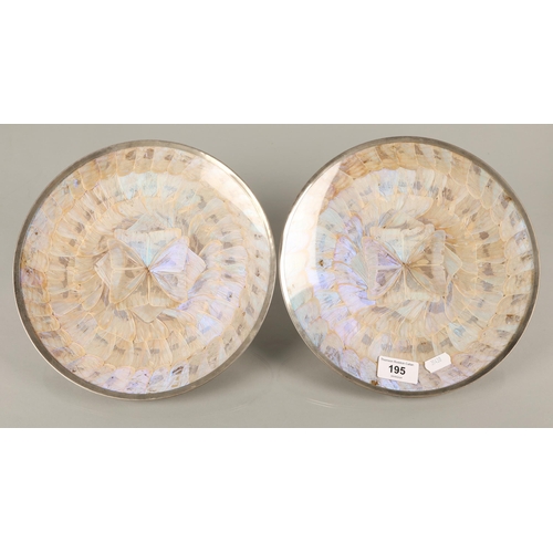 195 - Pair of butterfly wing decorative wall plates mounted in white metal