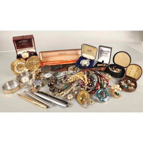 81 - Assorted jewellery, trinkets, watches, antique buttons, Cross pens, etc