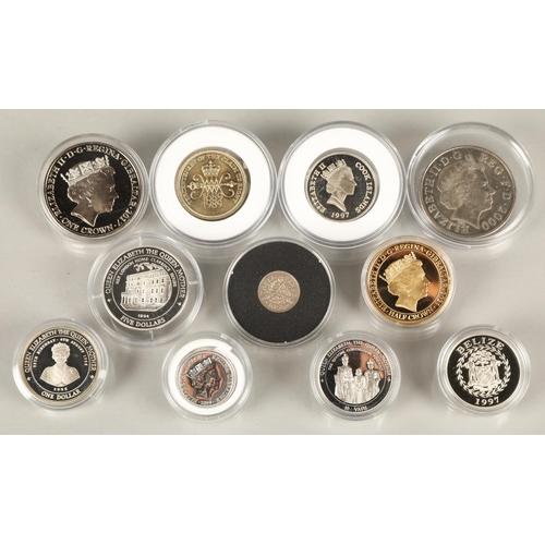 87 - Eleven commemorative and proof coins to include 1994 Fiji lady of the century silver proof $5, 1995 ... 