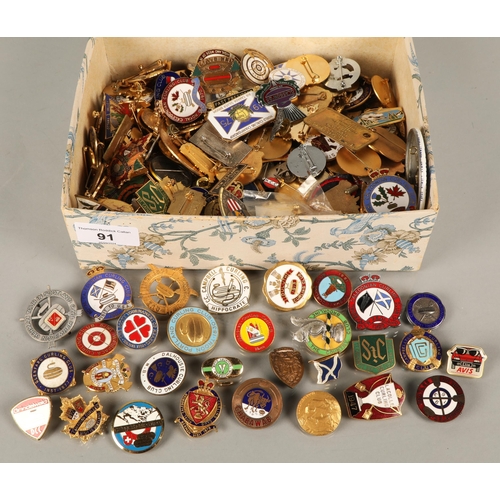 91 - Large collection of collectible Curling pin badges from Scotland and around the world