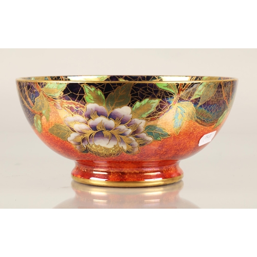 201 - Maling lustre ware bowl with floral butterfly design, 21cm diameter