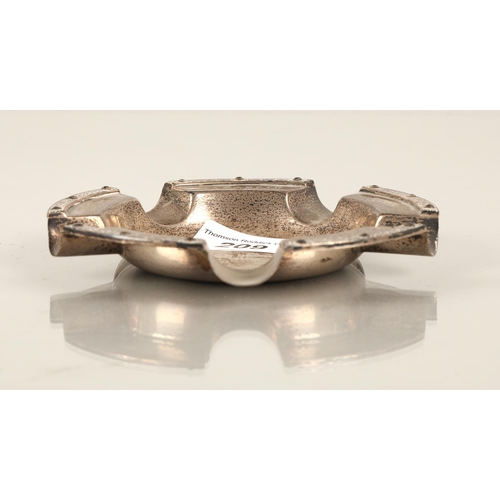 209 - Celtic design silver ash tray, hallmarked Biringham, inscribed Elizabeth, Robbie, 1939-64, 83g