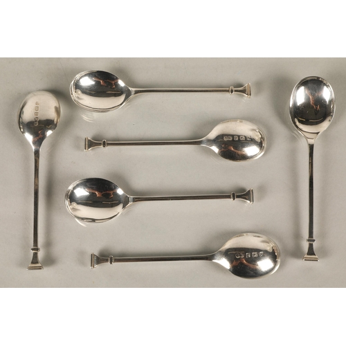 214 - Cased set of six silver coffee spoons, Birmingham 1923, 53 grams