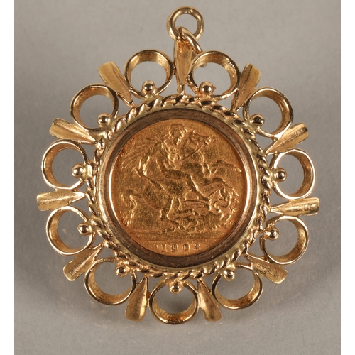 126 - Gold half sovereign 1903 in 9ct gold pendant mountgross weight  8.6 grams