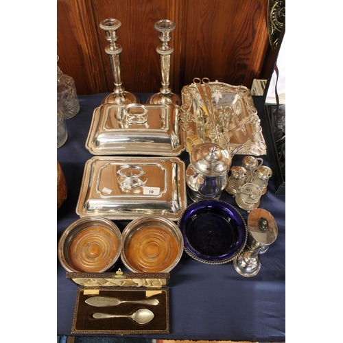 10 - Silver plate incl. entree dishes, candlesticks etc.