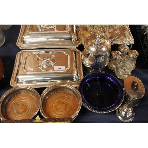 10 - Silver plate incl. entree dishes, candlesticks etc.